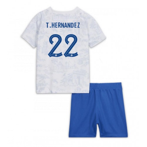 Frankrike Theo Hernandez #22 Bortaställ Barn VM 2022 Kortärmad (+ Korta byxor)
